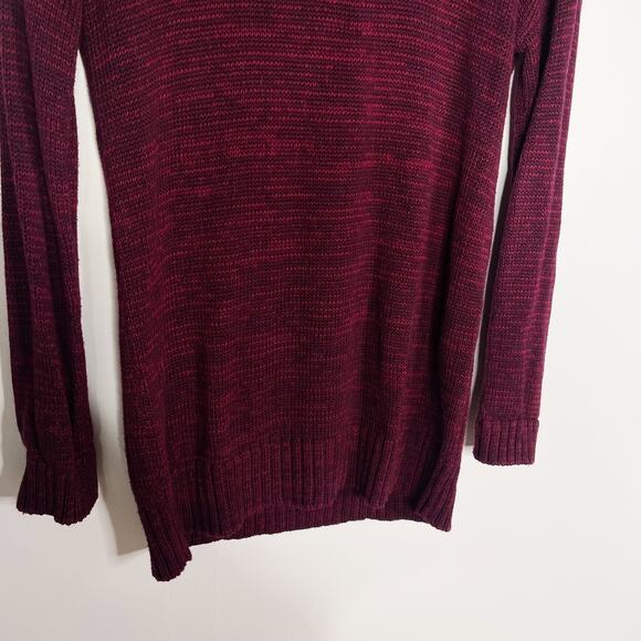 Matty M Small S Red Pink Marled Envelope Pullover Split Turtleneck Tunic Sweater - Picture 7 of 11